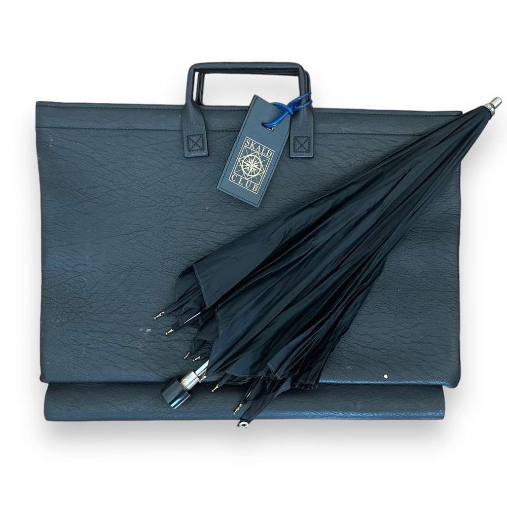 Vintage Art Portfolio with Umbrella